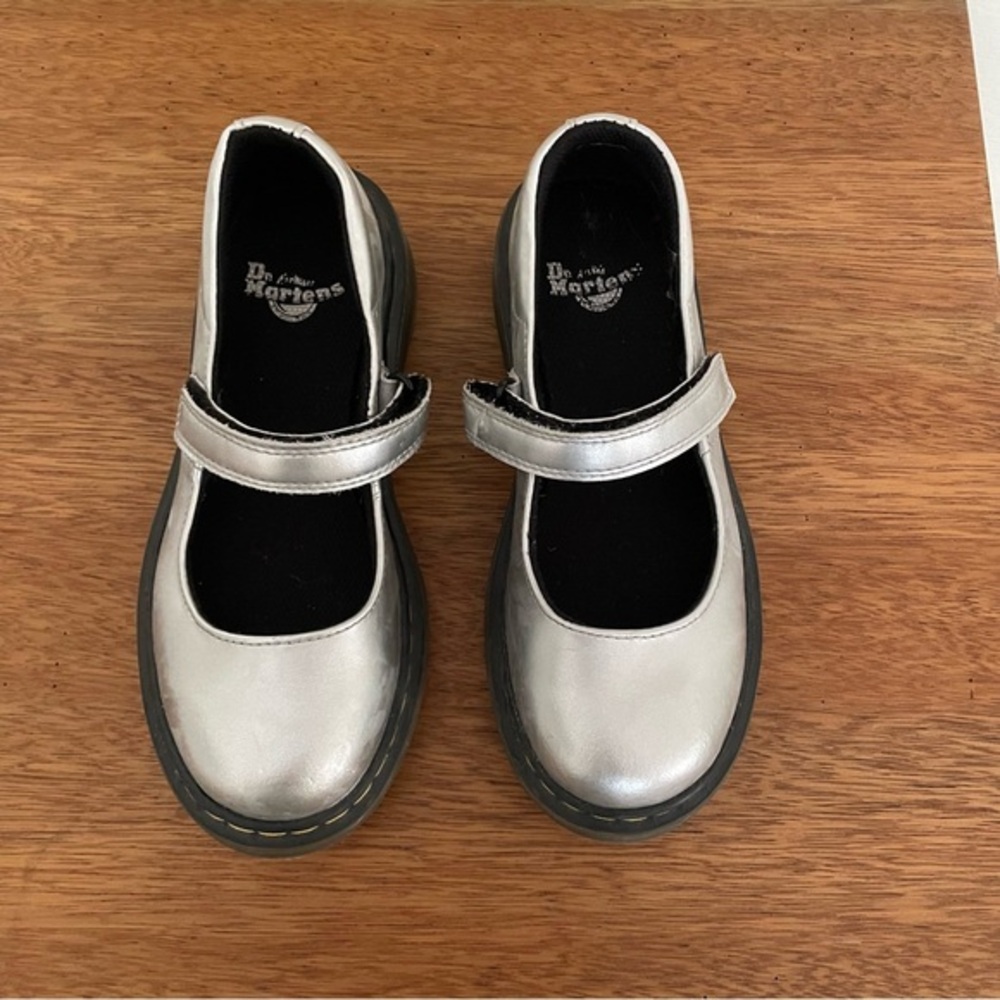 Dr. Martens Kids Silver Mary Jane Shoes